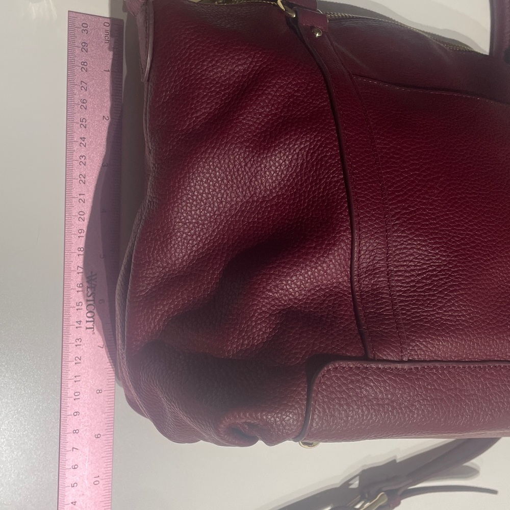 Ora Delphine Adele Burgundy Leather Satchel Bag Fall Color - Picture 8 of 14